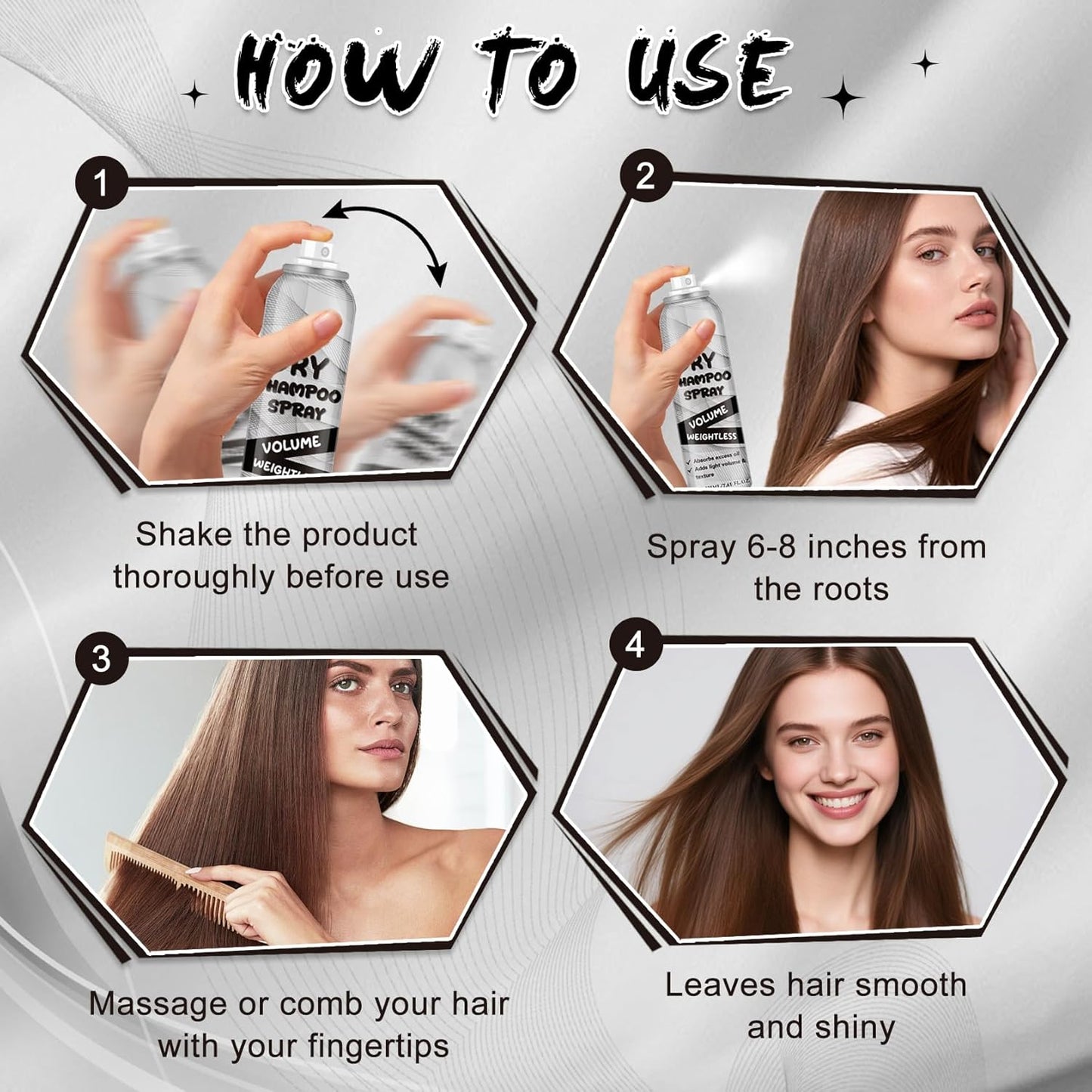 CAHIUYOA Dry Shampoo Spray for Women & Men Volumizing Texturizing Dry Shampoo Powder Natural Ingredients Non-Greasy for All Hair Types,7.61 oz