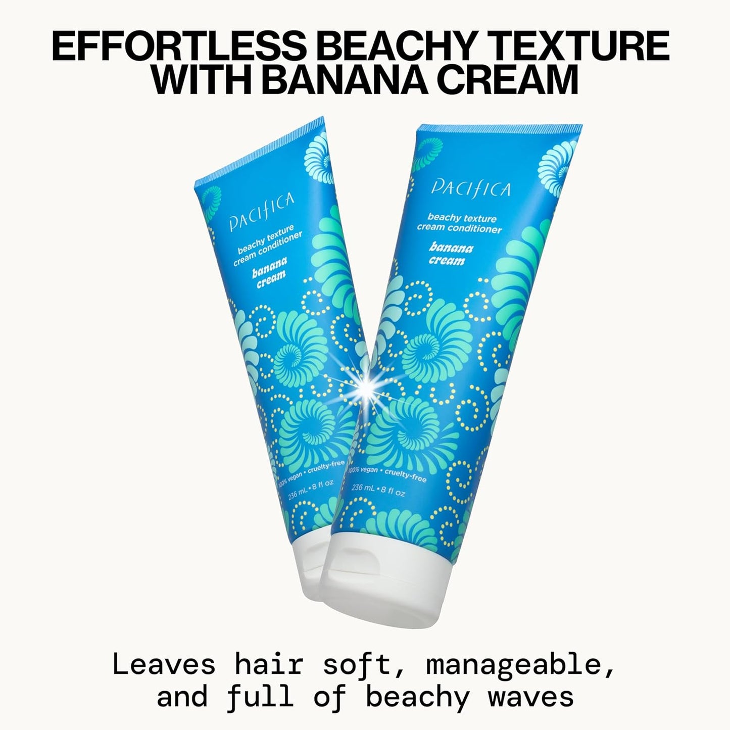 Pacifica Banana Cream Beachy Texture Conditioner – Texturizing Hair Treatment for Natural Beachy Waves, Hydrates & Adds Tousled Body, for All Hair Types Clean Beauty Vegan & Cruelty-Free, 8 Fl Oz