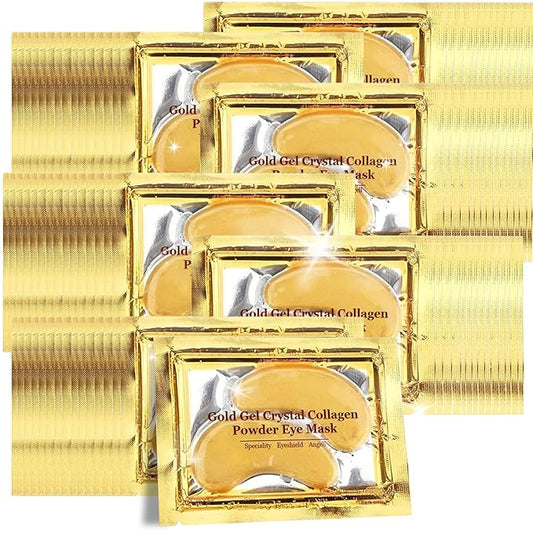 24K Gold Under Eye Patches, 100 Pairs Gold Collagen Under Eye Mask Skincare for Puffiness Eyes Dark Circles Treatments, Rreduce Wrinkles Fine Lines Firm Skin, Spa Salon Estheticians Supplies