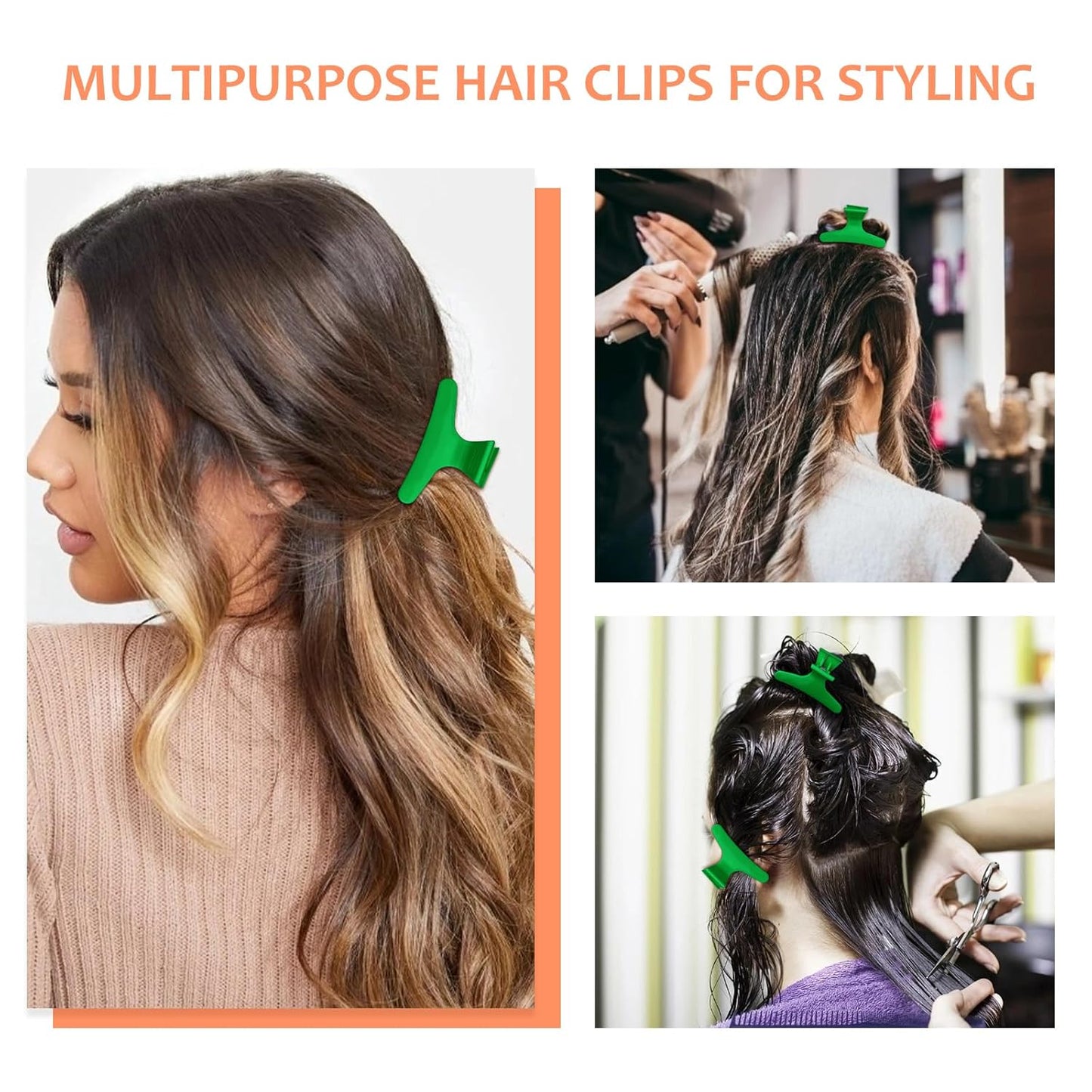 Ondder Green Butterfly Hair Clips for Styling Sectioning Pro Salon Butterfly Plastic Claw Clips Hair Styling Clip Barber Clips for Cutting, Coloring Hair, Hair Accessories for Women Girls