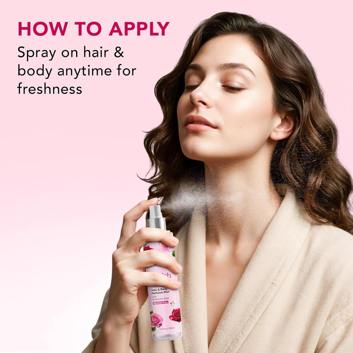 Botanic Hearth British Rose Hair Perfume & Body Perfume Mist with Hyaluronic Acid, Alcohol-Free, Refreshing & Hydrating Body Spray, Long Lasting Floral Fragrance, 100 ml / 3.4 fl oz