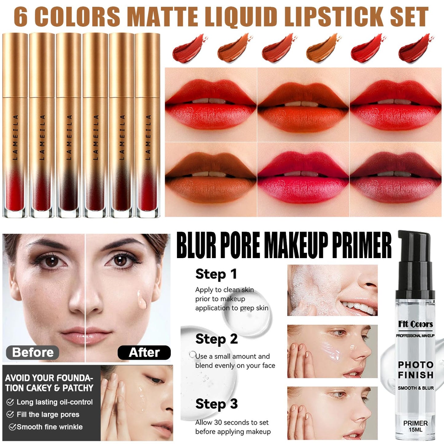 All in One Makeup Kit for Women Full Kit,Travel Make Up Gift Set for Women Teens Girls, Includes Eyeshadow,Foundation,Lipstick,Mascara,Brush,Sponge,Brow Powder & Soap,Eyeliner,Primer,Contour,Bag