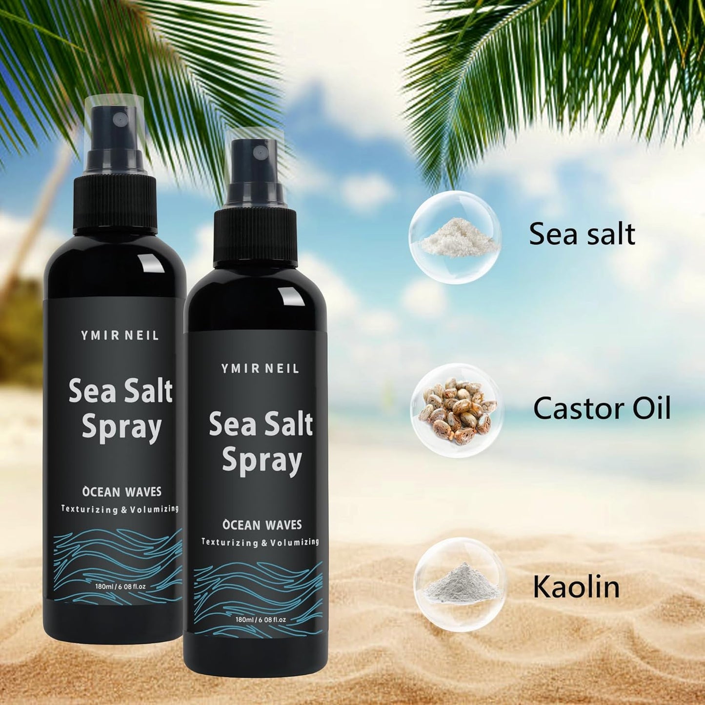 Natural sea salt spray for men,Texturizing,Volumizing,Beach Waves,fresh scent,6.0 fl oz,