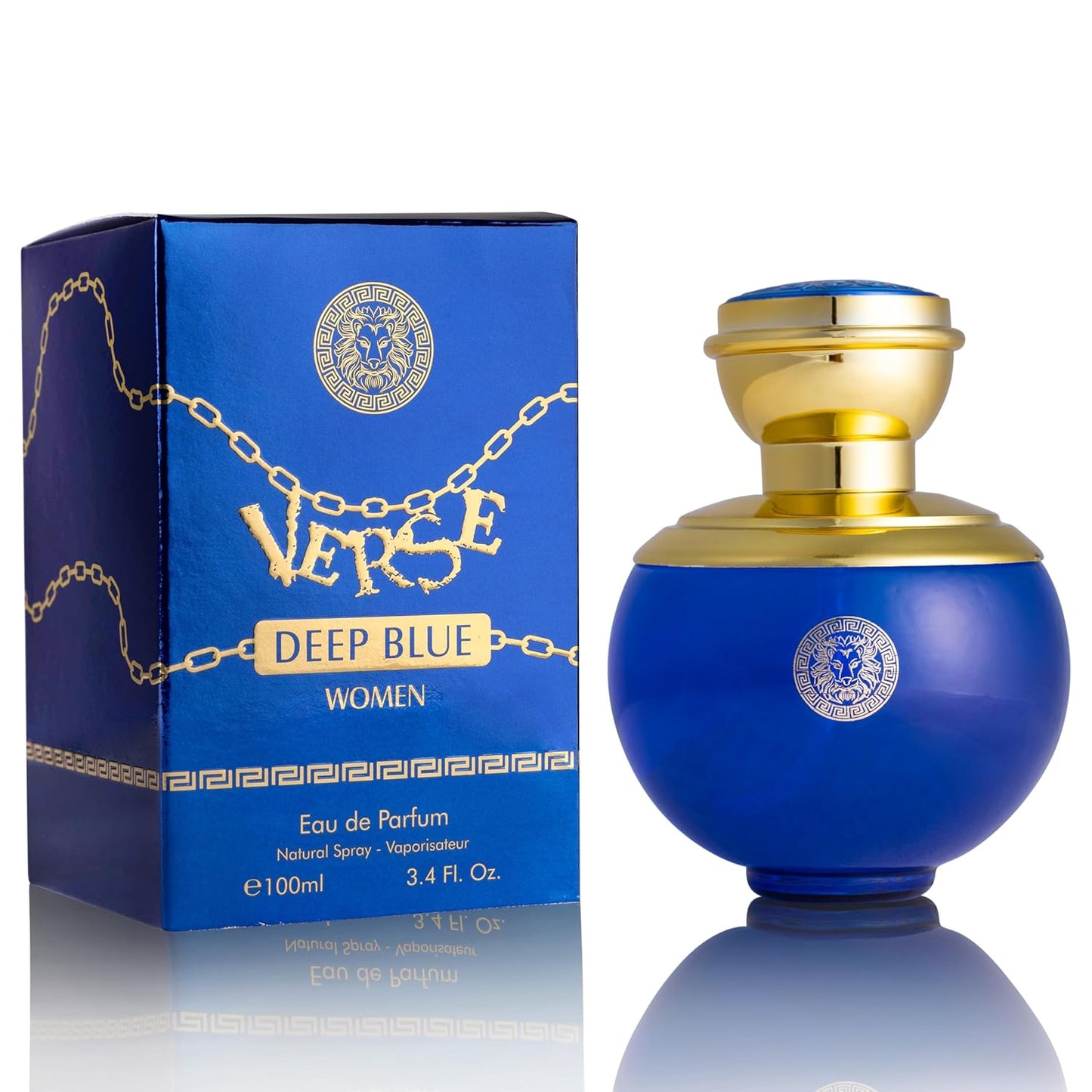Verse Deep Blue for Women EDP 3.4 fl Oz- Floral, Fruity & Woody Accords - Top Notes of Apple, Black Currant & Clover Base Scent of Styrax, White Smooth Wood, Patchouli & Musk - Elegant 100ml Bottle
