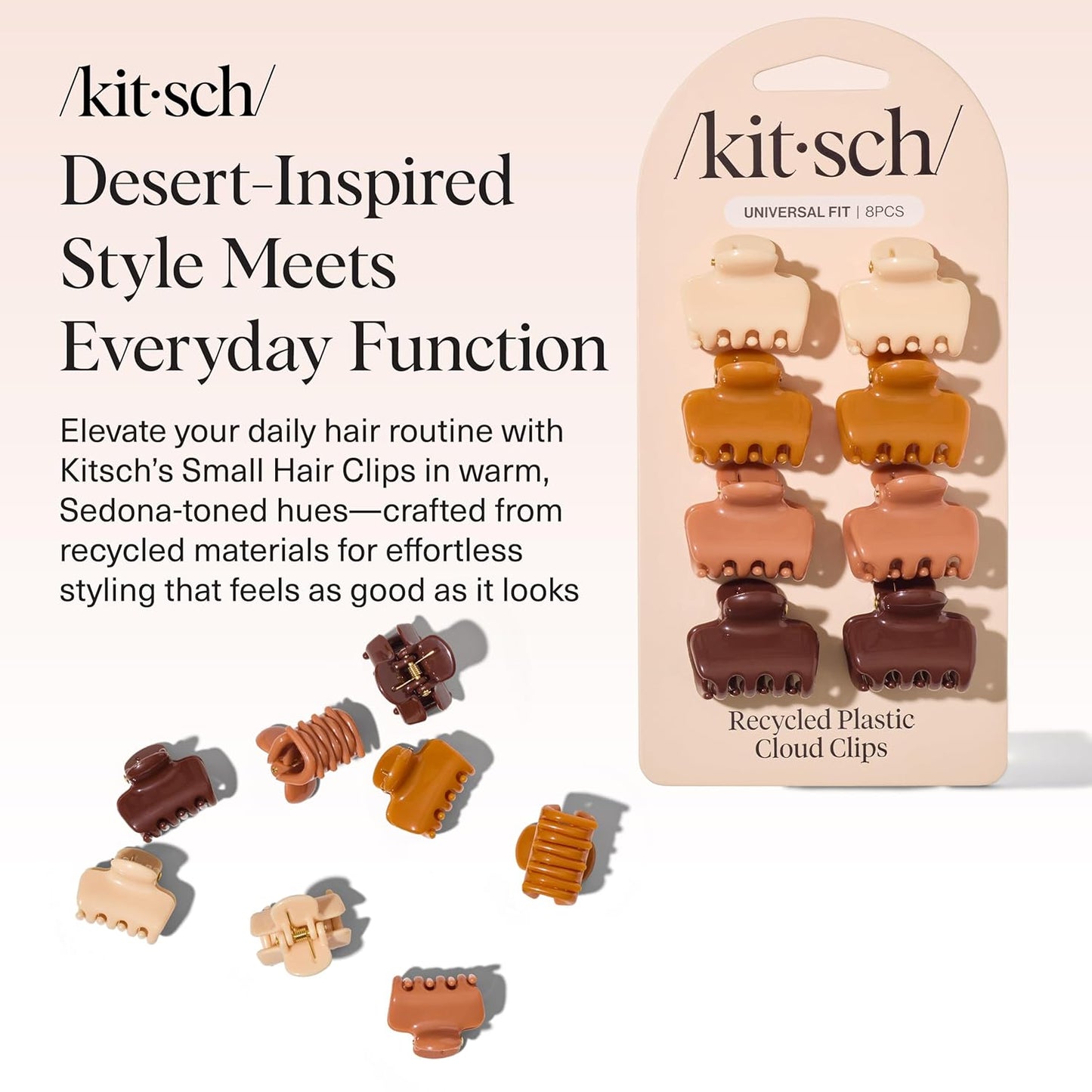 Kitsch Small Hair Clips for Women and Girls – Mini Claw Clips – Hair Accessories – Daily Styling, Recycled, | Ideal Gifts for Women Sedona – 8pc Set