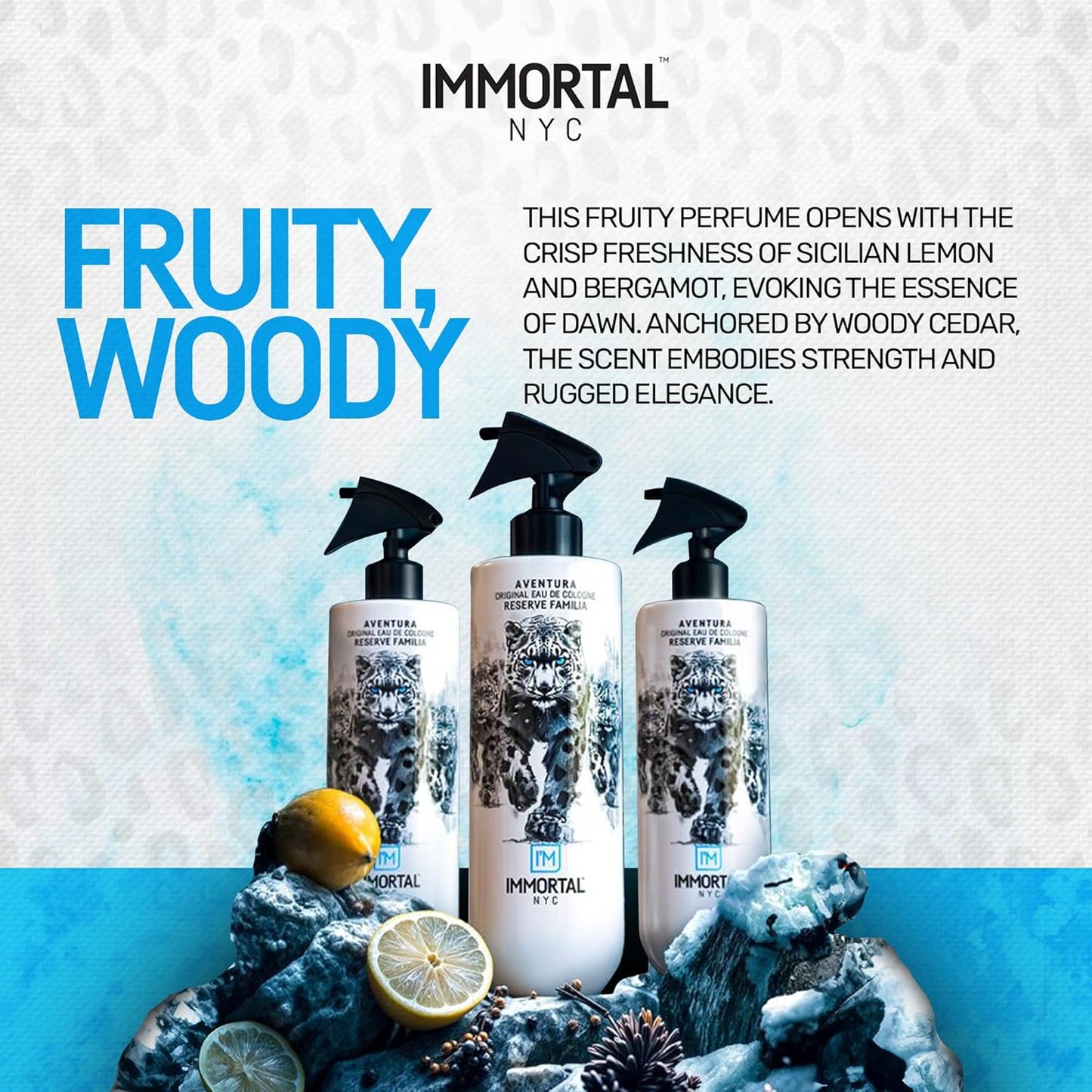 Immortal NYC Reserve Aventura, After Shave For Men, Body/Face 17 oz- Refreshes, Disinfects & Relieves Face and Skin- Fruity Woody Mens Cologne