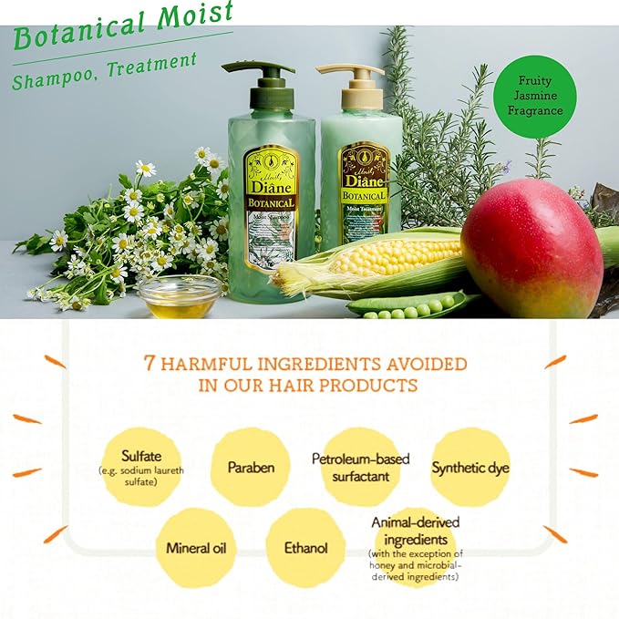 MOIST DIANE Hair Treatment with Pump for Women & Men, Natural Organic Japanese Hair Conditioner, Sulfate & Silicon Free Hydrating & Moisturizing Haircare Products, Botanical Moist 16.9 Fl Oz/500mL