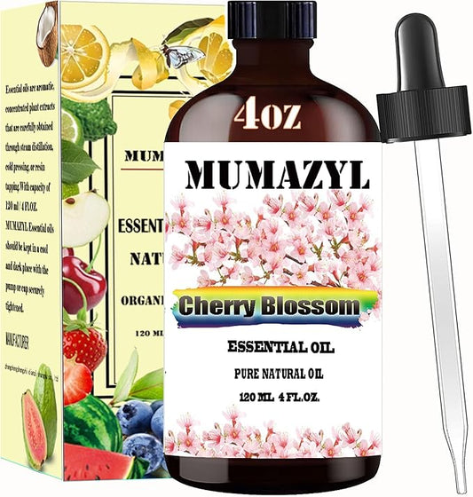 Cherry Blossom Essential Oil, Cherry Blossom Oil 4 Fl Oz 120ML for Diffuser Humidifier Yoga Cleaning DIY Candle Soap Making Essential Oils