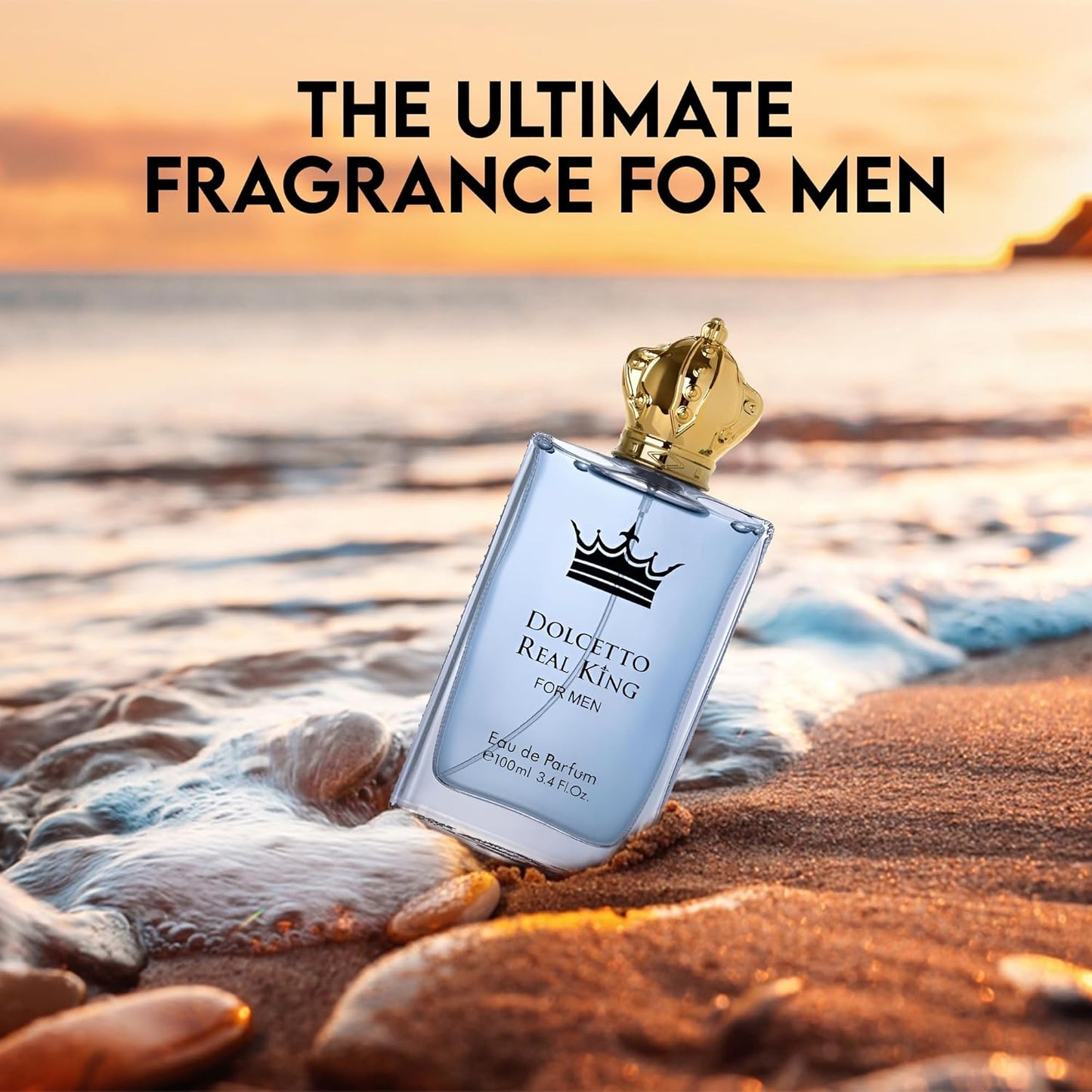 Dolcetto Real King Sensual Woody Fragrance for Men | Long Lasting Cologne Aromatic Scent, Eau de Parfum Natural Spray - Great Holiday Gift, 3.4 Fl Oz/100 Ml