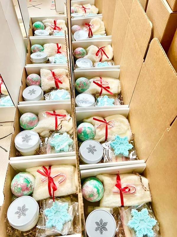 Beets and Apples Christmas Gift Basket for Women Holiday Spa Set Soap Candle Gifts for Her, Mom, Winter Spa Gift Set, Tea, Soap Candle Gift Set, Christmas Gift Set, Handmade in USA (Christmas)