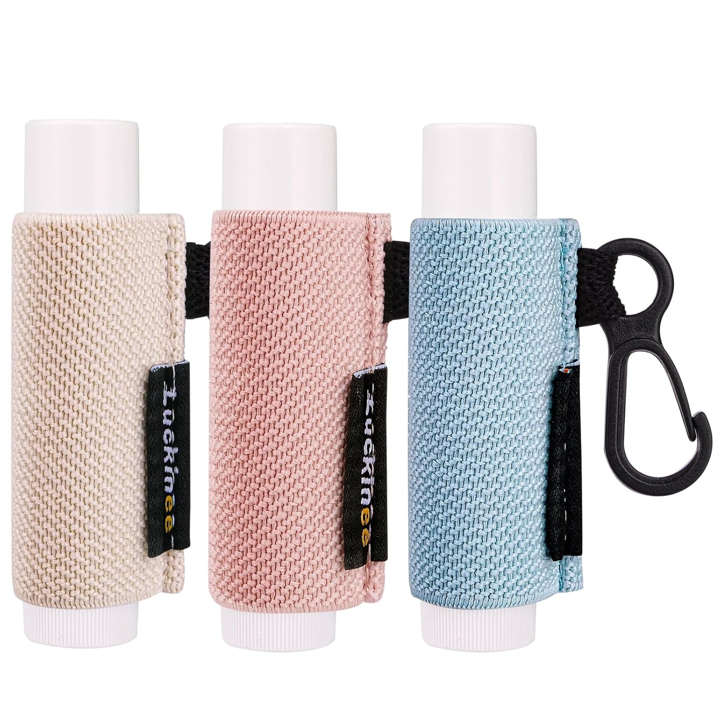 3PCS Lip Balm Holder Key chain Lip Gloss Holder Lipstick Holder Lip Balm Pouch Keychain Compatible with ChapStick Keychain, Burt's Bees- Christmas Stocking Stuffers