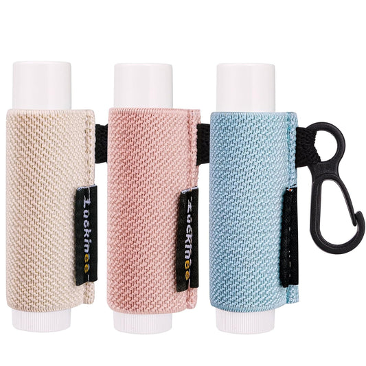 3PCS Lip Balm Holder Key chain Lip Gloss Holder Lipstick Holder Lip Balm Pouch Keychain Compatible with ChapStick Keychain, Burt's Bees- Christmas Stocking Stuffers