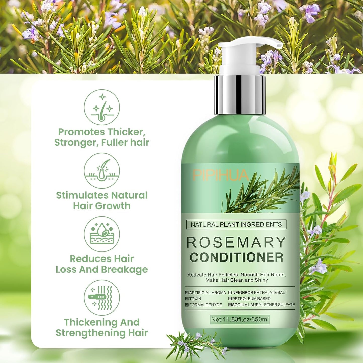 Rosemary Conditioner for Hair Growth: Thinning Hair & Anti-Hair Loss Treatment for Men and Women - Rosemary Mint Strengthening Conditioner with Tea Tree Oil Biotin