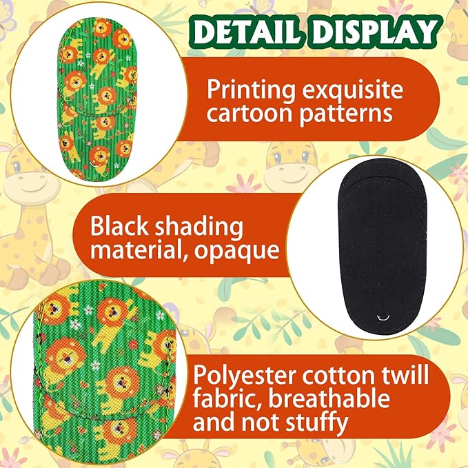 Newcotte 12 Pcs Eye Patch for Kids Toddler Reusable Adjustable Girls Boys Eyepatch for Glasses Left or Right Eye Patch, Assorted Patterns(Jungle Animal)