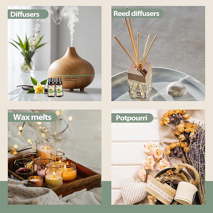 Coconut & Vanilla Fragrance Oils Set, 10 Pcs Aromatherapy Oils Set, for Diffusers, Home Care, DIY Soap Candle Making Scents, Fragrance, Aromatherapy, Humidifiers, for Friend (10ml)