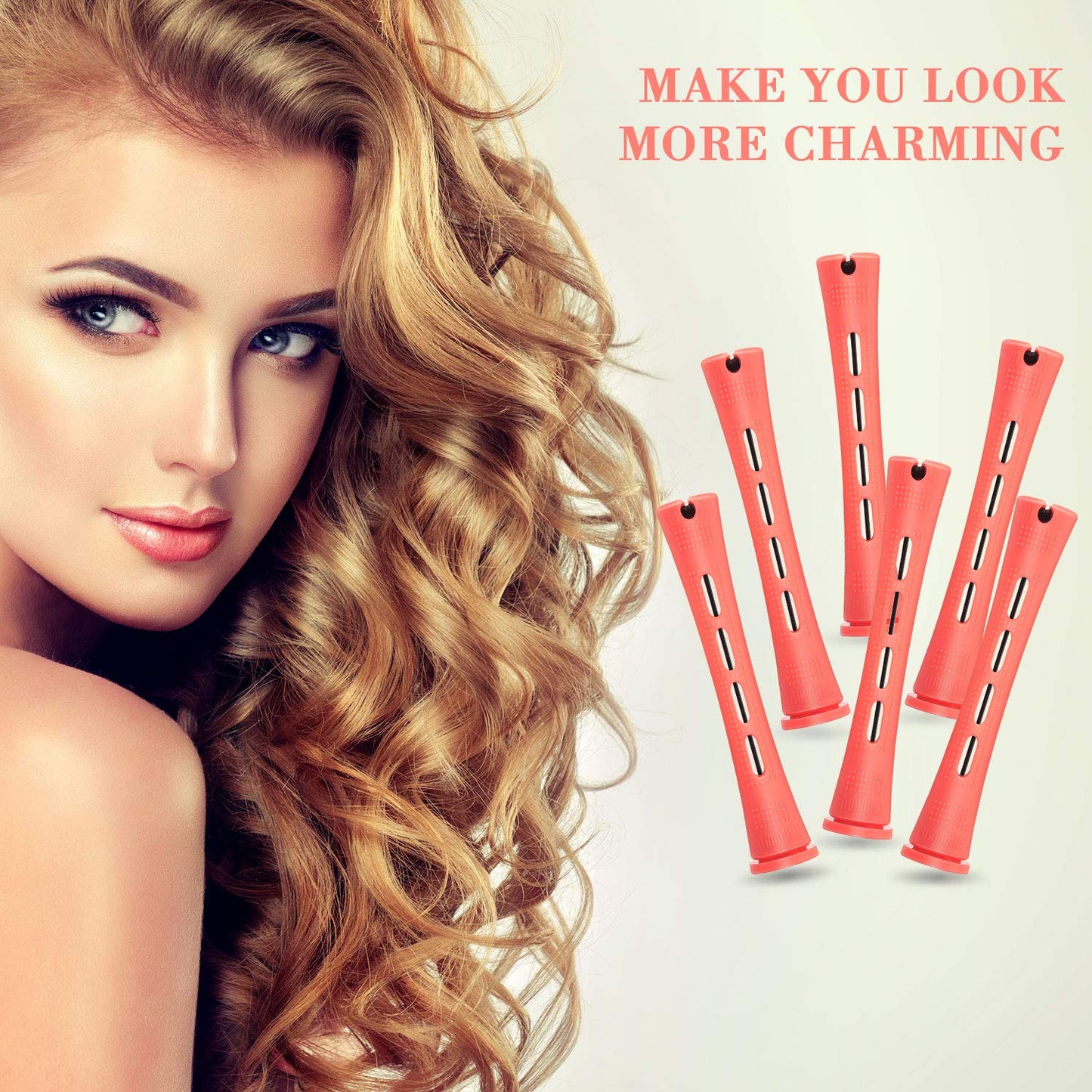 24 Pieces Hair Perm Rods Plastic Cold Wave Perming Curlers Hair Rollers with Steel Pintail Comb Rat Tail Comb Tools for Hairdressing Styling(Pink,0.51 Inches)