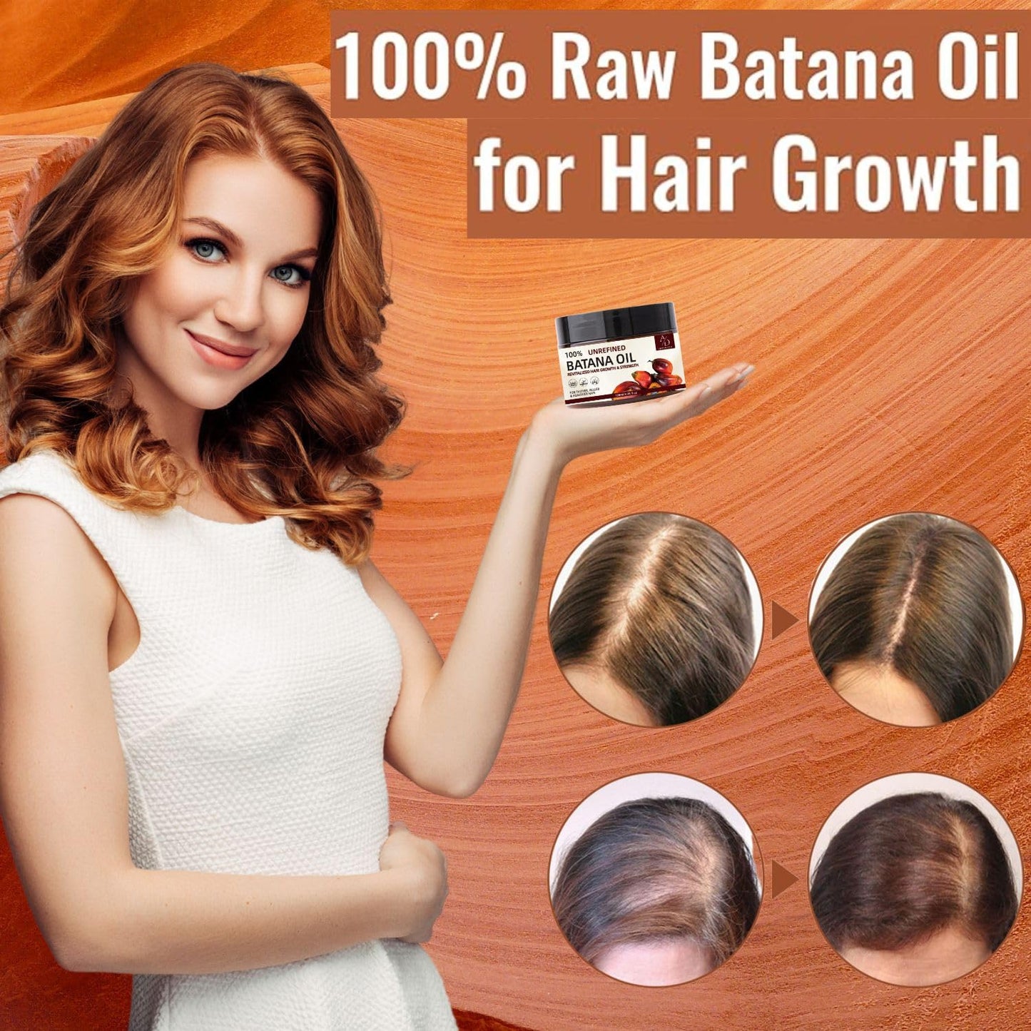100% Unrefined Raw Batana Oil for Hair Growth Dr. Sebi Organic Pure from Honduras with Keratin, Coffee Extract & Other Ingredients to Enhance Efficacy for Thicker, Strength - Botana Oil 4oz