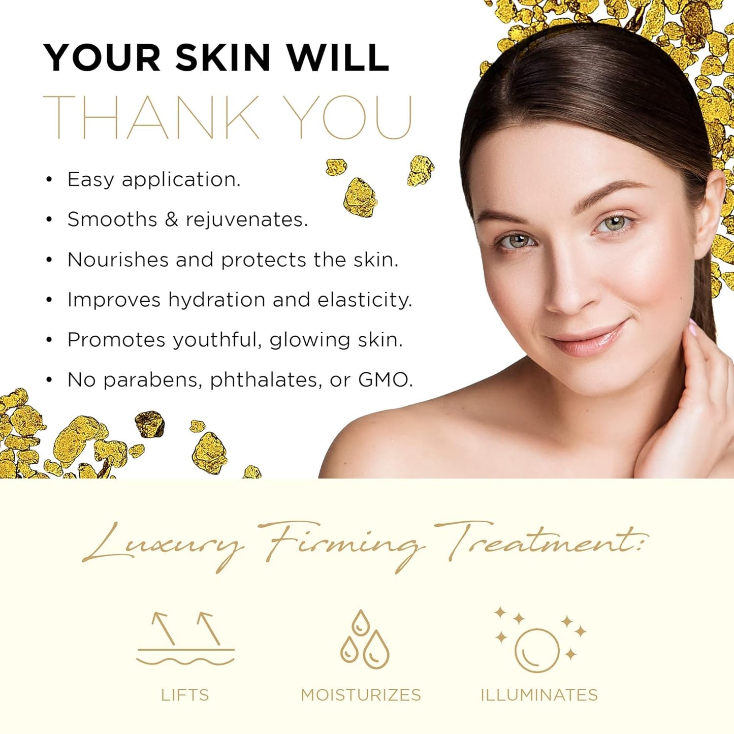 Azure Cosmetics 24K Gold & Collagen Face Moisturizer - Dermatologist Tested, Anti-Aging Face Cream - Skin Tightening, Fine Lines and Wrinkles Treatment - Korean Skin Care - All Skin Type - 1.69 fl oz