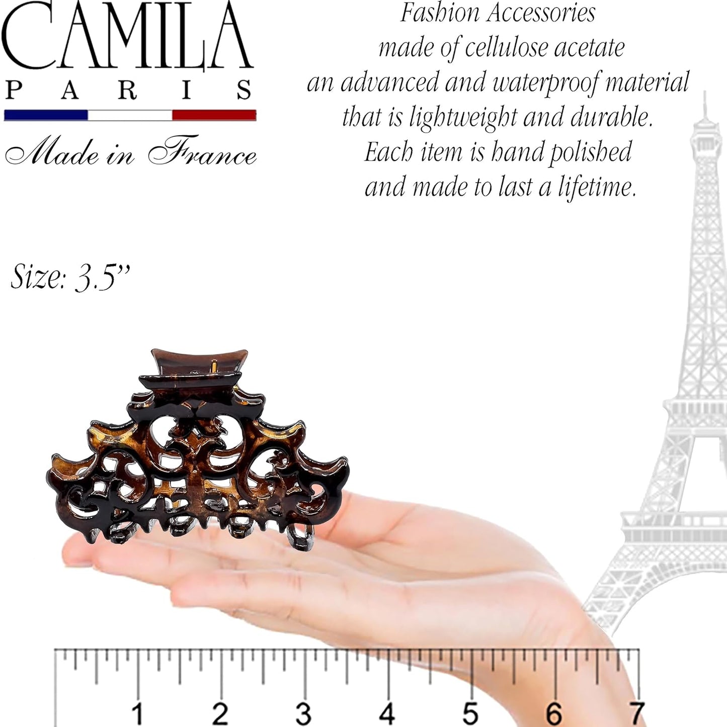 Camila Paris NV105 French Hair Clip for Women, Girls Hair Claw Clips Jaw Fashion Durable and Styling Hair Accessories for Women, Strong Hold No Slip Grip, Made in France