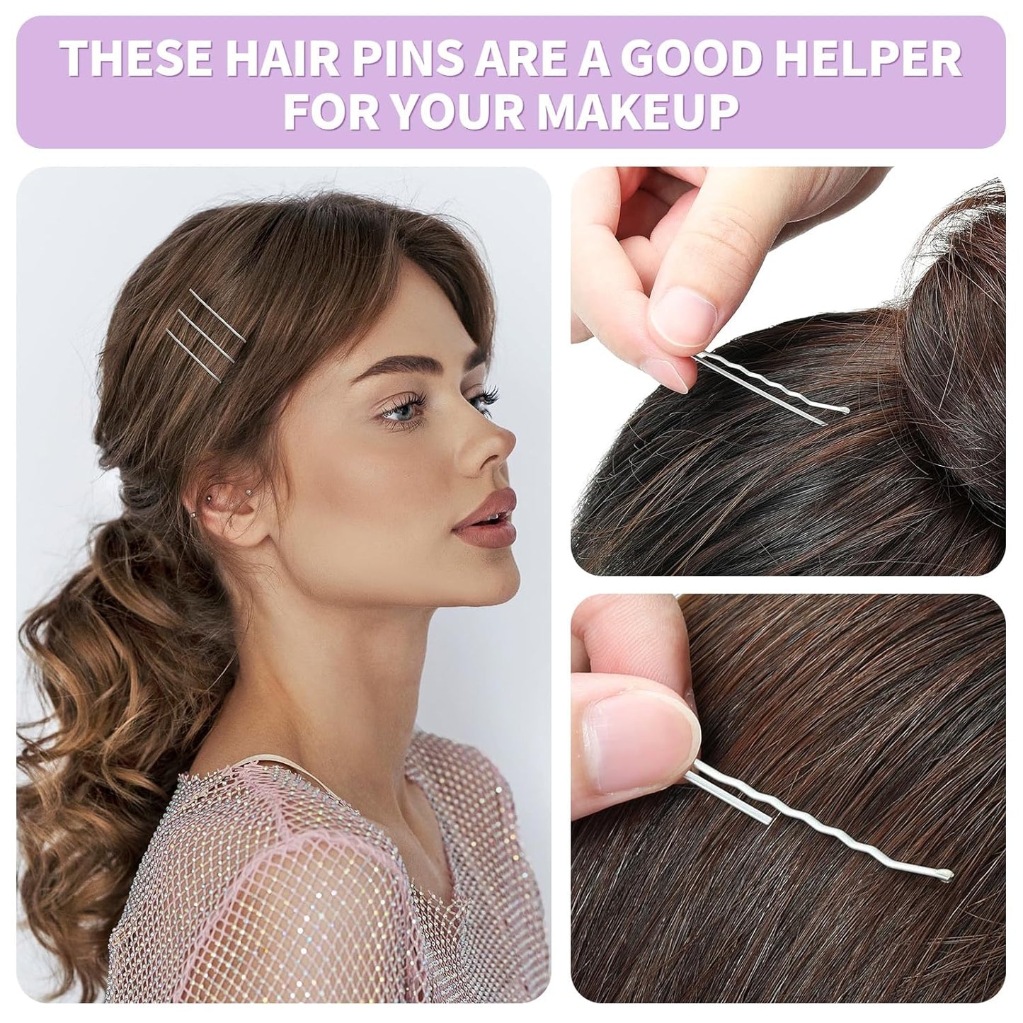 Bobby Pins, Hair Pins 2 Inch 60PCS Crimped Hair Grips for Kids, Girls, and Women, Secure and Easy for All Hair Types, With Ball Tips Design. Hair Accessories for Daily Use (Silver)