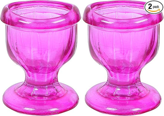 Glass Eye Wash Cup with Engineering Design to Fit Eyes for Effective Eye Cleansing - Eye Shaped Rim, Snug Fit Set of 2 (Pink)