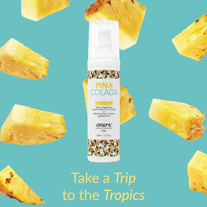 Exsens Warming Massage Oils, Strawberry and Pina Colada, for Men, Women, and Couples, 2 Pack