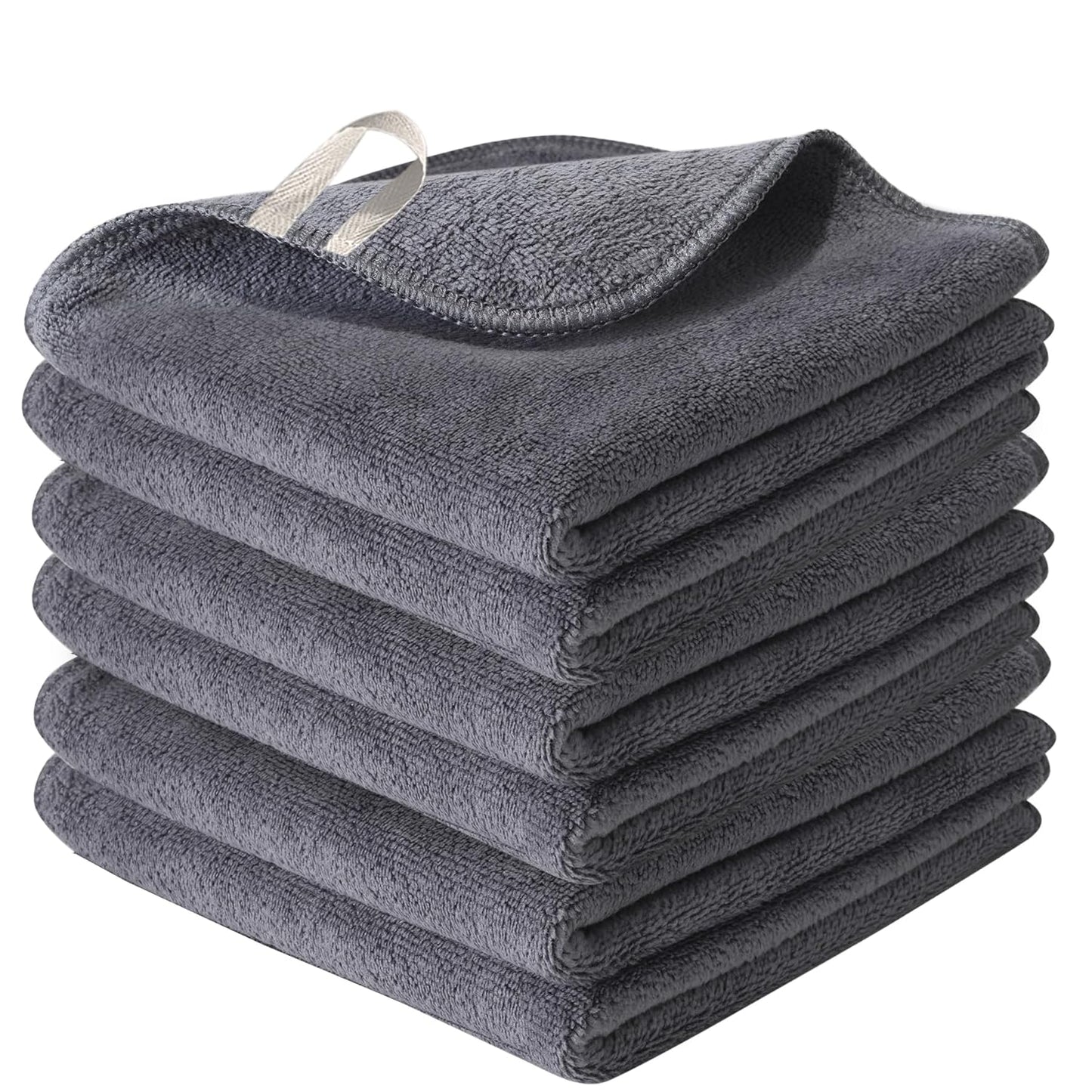 Nugilla Makeup Remover Cloth 12 x 12 Inch, Reusable Makeup Remover Towels for Washing Face, 6 Pack Washable Microfiber Face Cloth Fast Drying Washcloth, Grey