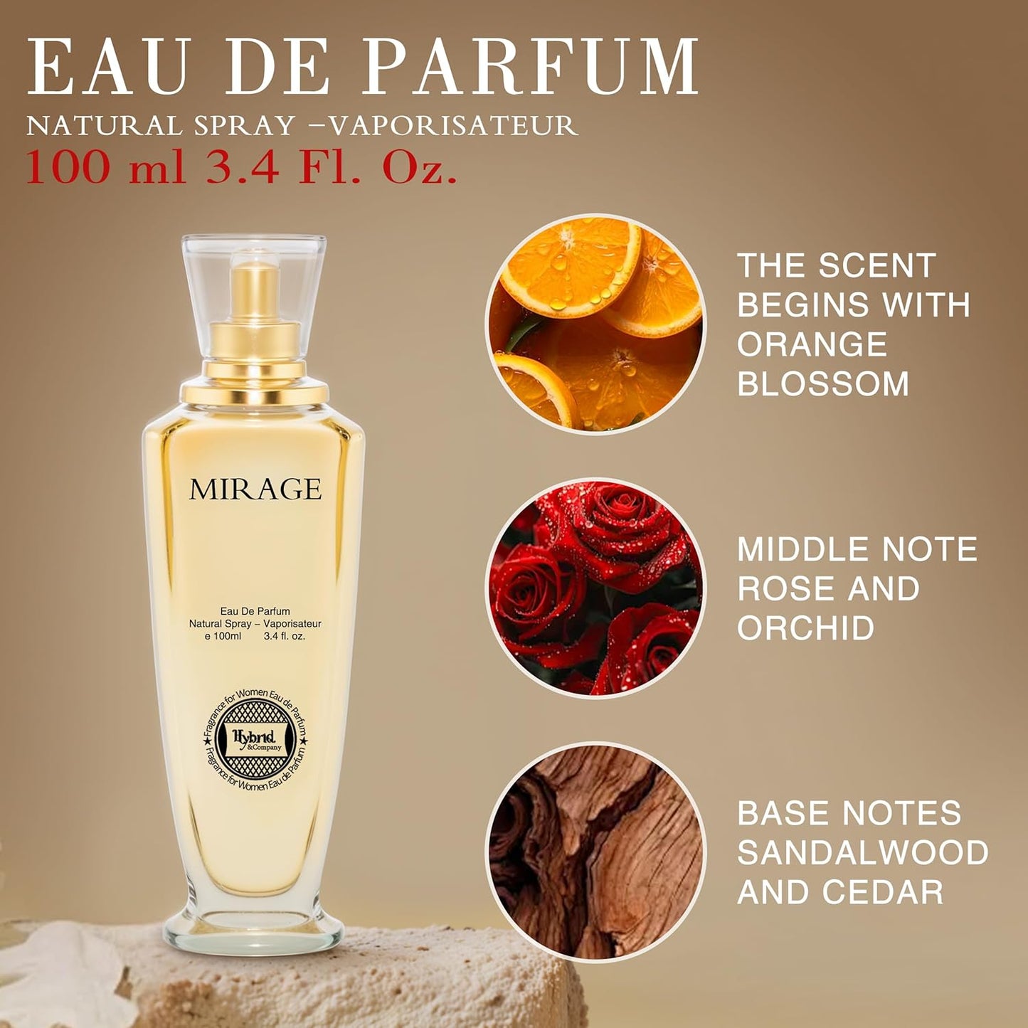 Hybrid & Company Women Mirage Eau De Parfum Vaporisateur Natural Spray 3.4 Fl Oz