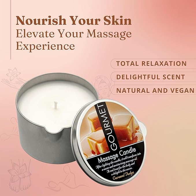 GOURMET COLLECTION Massage Candle for Couples - Moisturizing & Hydrating Skin Care Body Massage Oils Candle - Natural & Vegan (6.76oz), 576014