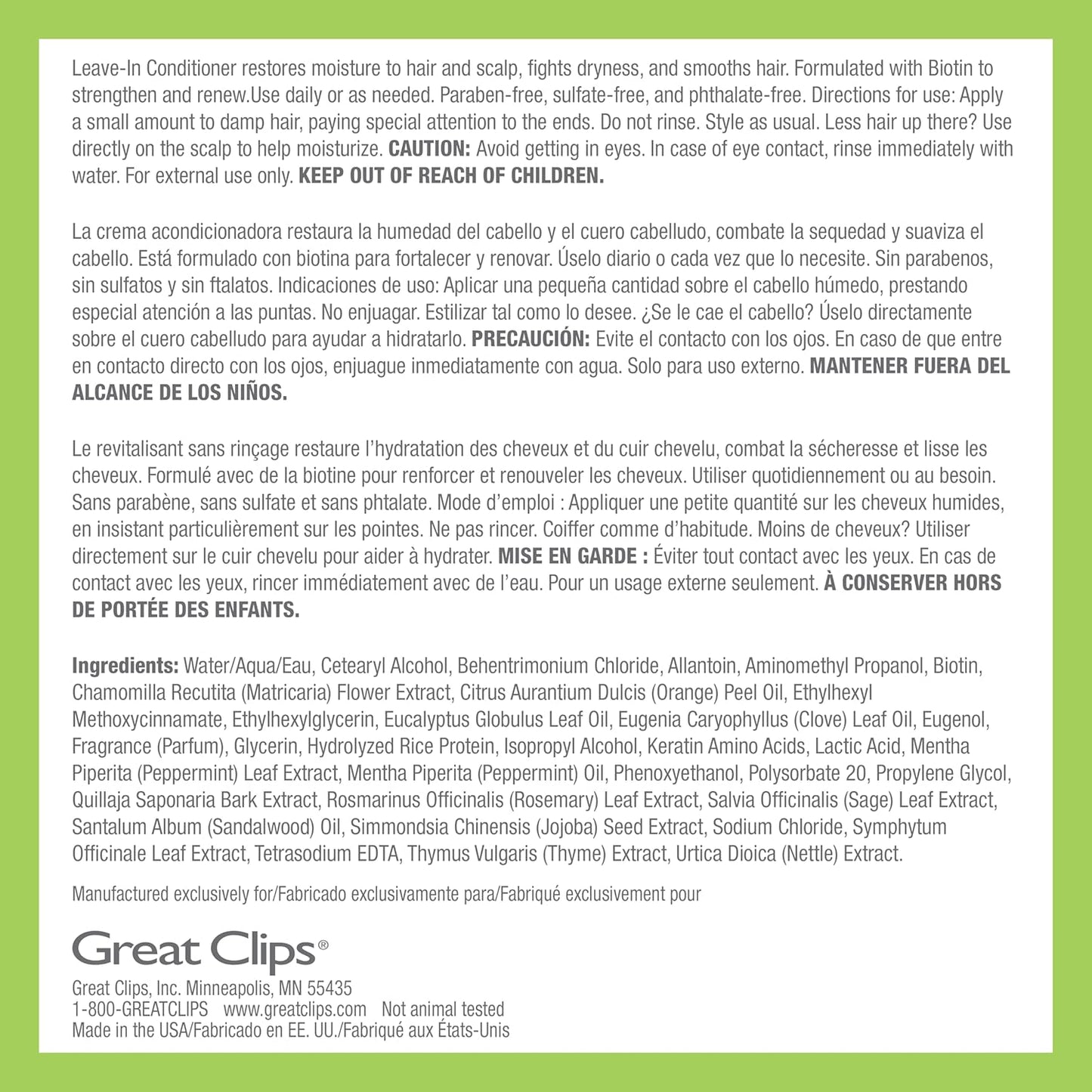 GREAT CLIPS LATITUDE Leave-In Conditioner | Hydrating Leave In Conditioner for Men | Promotes Hair Strength + Renewal | 12oz