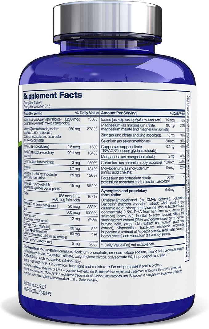 Focus Factor Nutrition for The Brain Improved Memory & Concentration Brain Supplement, 150 Count, 1 Pack (10407)