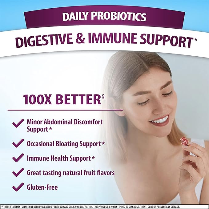 Digestive Advantage Probiotic Gummies for Digestive Health, Daily Probiotics for Women & Men, Support for Occasional Bloating, Minor Abdominal Discomfort & Gut Health, 2x90ct Bottles Superfruit