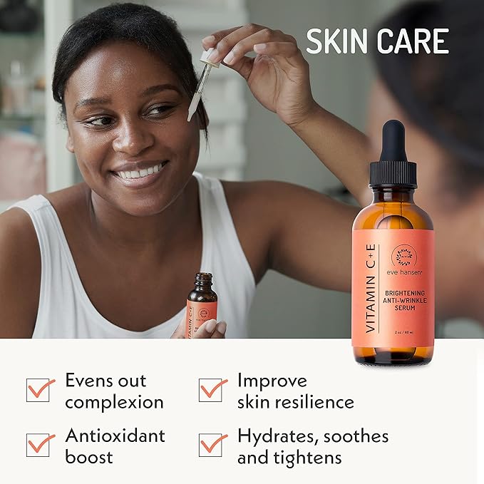 Eve Hansen Vitamin C Serum for Face - Facial Serum with Hyaluronic Acid, Vitamin E and Aloe Vera 2 oz - for softer, smoother, and more refined Skin