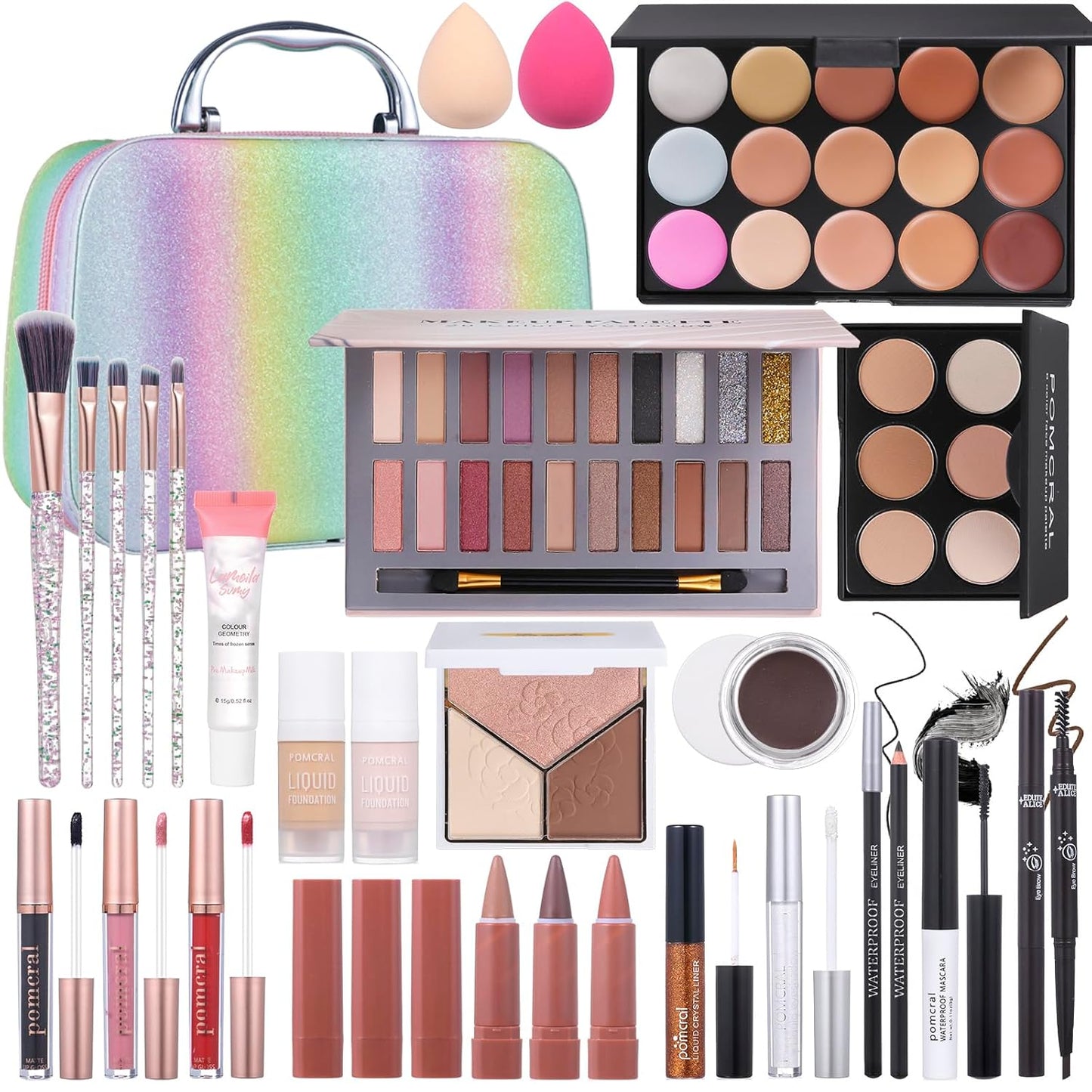 Makeup Kit For Women Full Kit, Makeup Set For Girls Teen Women, Makeup Gift Set With Eyeshadow Palette, Foundation, Concealer, Lipstick, Brushes (20 color makeup kit)
