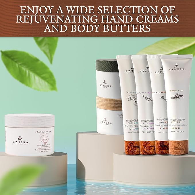 AZMERA Shea Body Butter - Organic Body Butter for Women & Men Dry Skin Rich in Antioxidants & Vitamin E - Vegan Shea Butter Moisturizer, Raw Shea Butter from Africa (Unscented, 250ML)