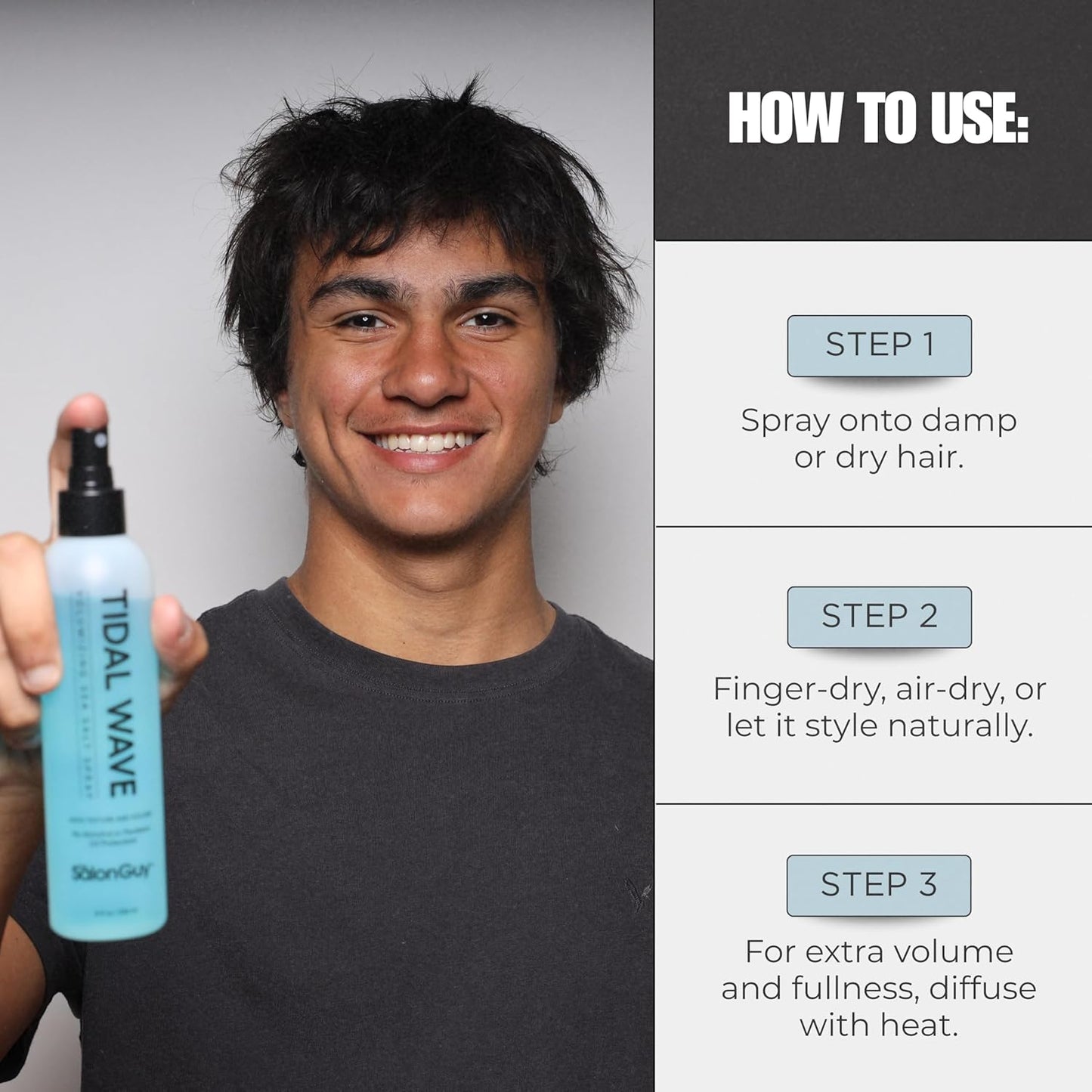 THESALONGUY Tidal Wave Sea Salt Spray for Hair (2-Pack) – Volumizing & Texturizing Spray for Beach Waves, Thickness & Lift – Hairstylist Created Daily Wavy Hair Products for Men & Women (8 oz.)