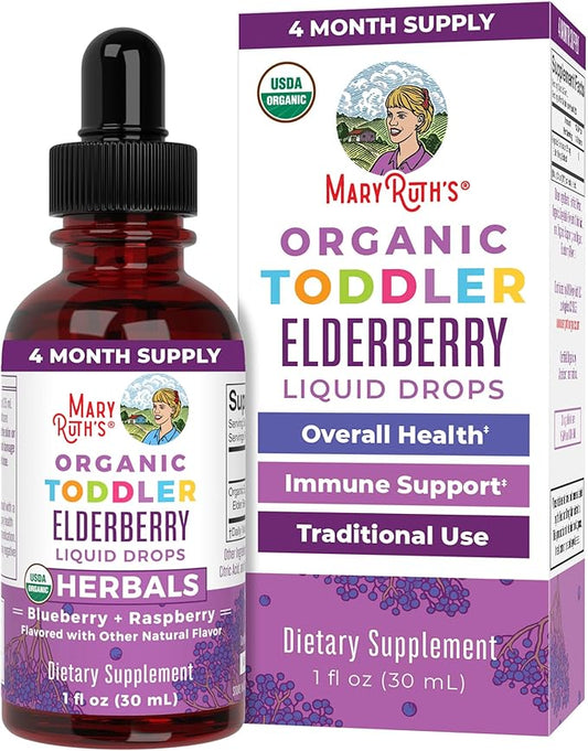 MaryRuth Organics Toddler Elderberry Syrup, USDA 1-3 Years, 1 Fl
