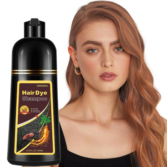 Hair Dye Shampoo 3 in 1, Natural Cherry Brown Hair Dye for Men Women,Long -Lasting Dye Shampoo for Color Treated Hair, Easy to Use for Home & Salon, 16.9 Fl Oz (Cherry brown)