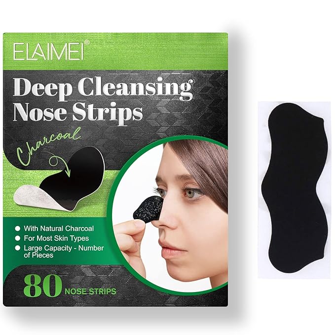 Pore Strips,Natural Charcoal Blackhead Strips for All Skin Type,Nose Strips for Blackheads,Charcoal Pore Cleansing Strips,Black Heads Strip,Nose Blackhead Remover Strip,Blackhead Remover for Face
