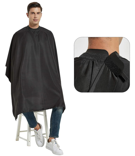 PERFEHAIR Salon Hair Cutting Cape with Soft Silicon Neck Collar, Professional Anti-static Barber Cape for Shampoo, Haircut and Styling-Black-53 x 57 inches