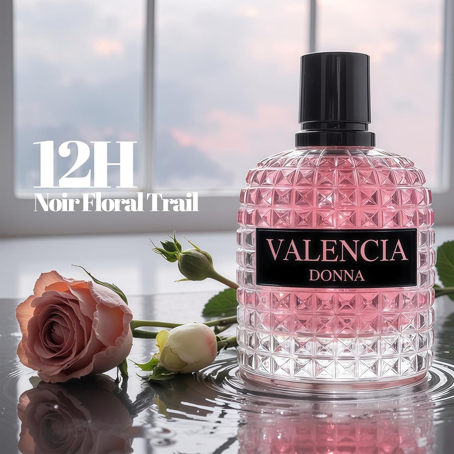 Valencia Donna Women's Perfume, Noteds with Amber Floral Jasmine, Bourbon Vanilla & Woods Oriental Fragrance Gift for Women, Eau De Parfum Spray with Elegant 100ml Bottle