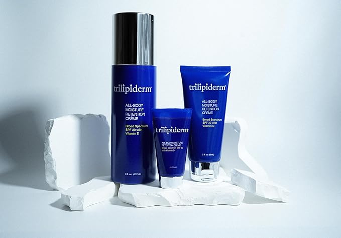 Trilipiderm Weekender Bundle - All-Body Moisture Retention Crème 2-Pack Travel Size – 1x SPF 30 Broad Spectrum Sunscreen 3 oz + 1x Original Formula 3 oz