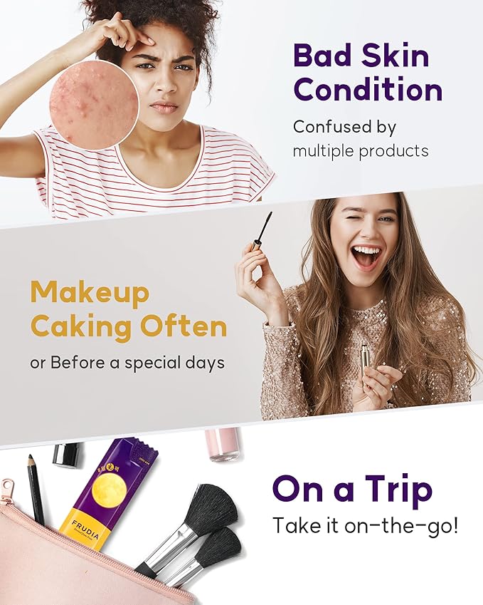 FRUDIA WELCOS Blueberry Honey Overnight Face Mask Korean Skin Care Facial Mask for Lackluster & Parched Skin Hydrating Moisturizing Face Mask w/Fruit Seed Oil Blueberry & Honey Extracts (Pack of 20)