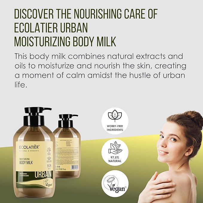 Moisturizing Body Milk - Hydrating Body Lotion for Dry Skin, 97.5% Natural, Vegan Certified with Mulberry & Avocado Oil, Lightweight & Non-Greasy Formula for Women & Men - 13.5 Fl Oz