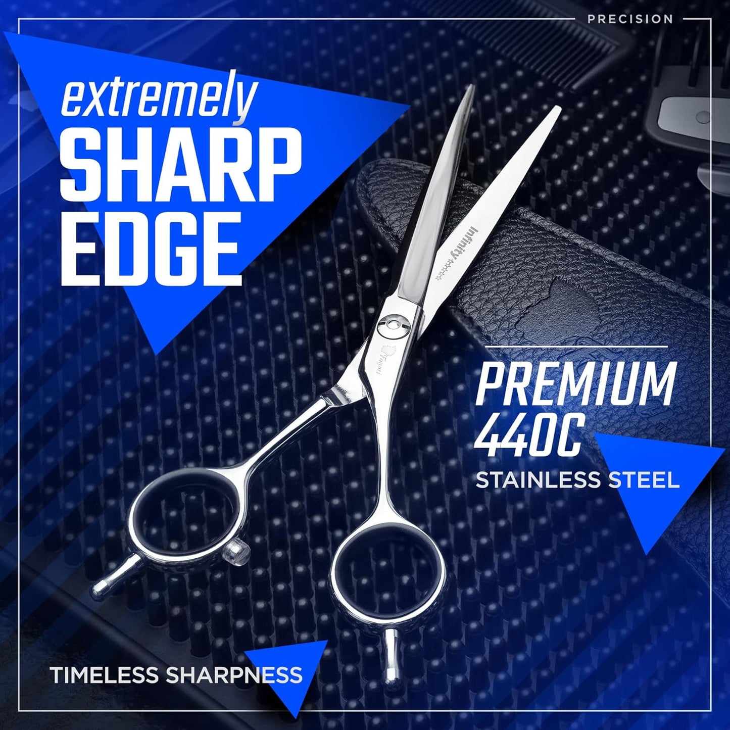 Fagaci Professional Hair Cutting Scissors 5” Super Sharp Thin Blades, 440C Steel for Maximum Precision Hair Scissors for Women & Men, Lightweight Hair Shears for Hair Cutting, Barber Scissors