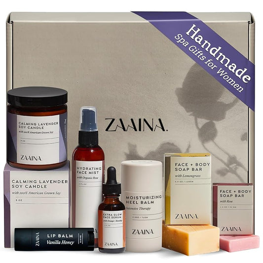 Spa Gift Set for Her - Relaxation Spa Kit for Women, Handmade in USA, Pampering At Home Bath and Body Self Care Spa Package, Luxury Spa Gifts for Women, Spa Gift Basket for Mom, Birthday Gifts for Women by ZAAINA