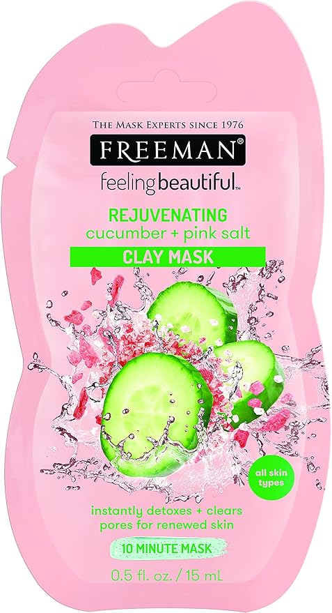 Freeman Facial Cucumber + Pink Salt Clay Mask Pack, Pack of 1