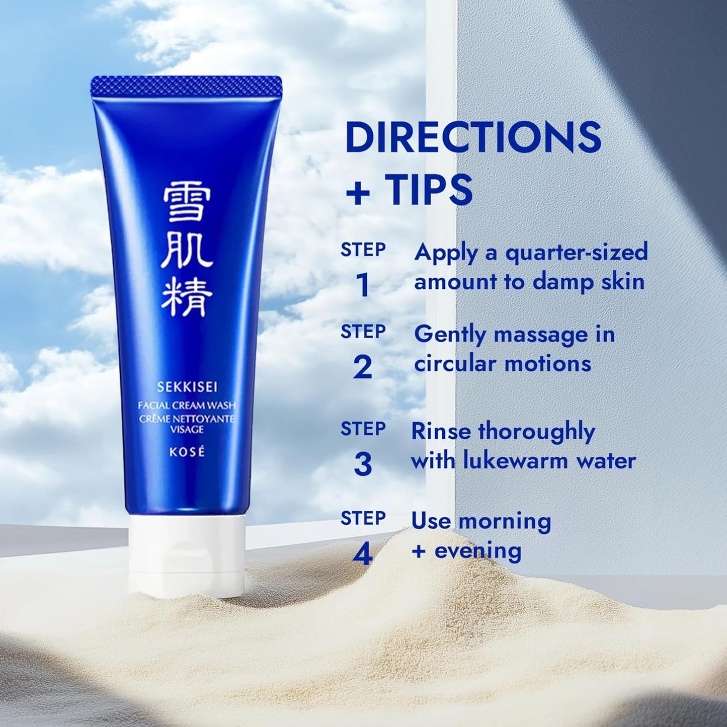 SEKKISEI Facial Cream Wash, Foaming Face Cleanser, 4.5 Ounce