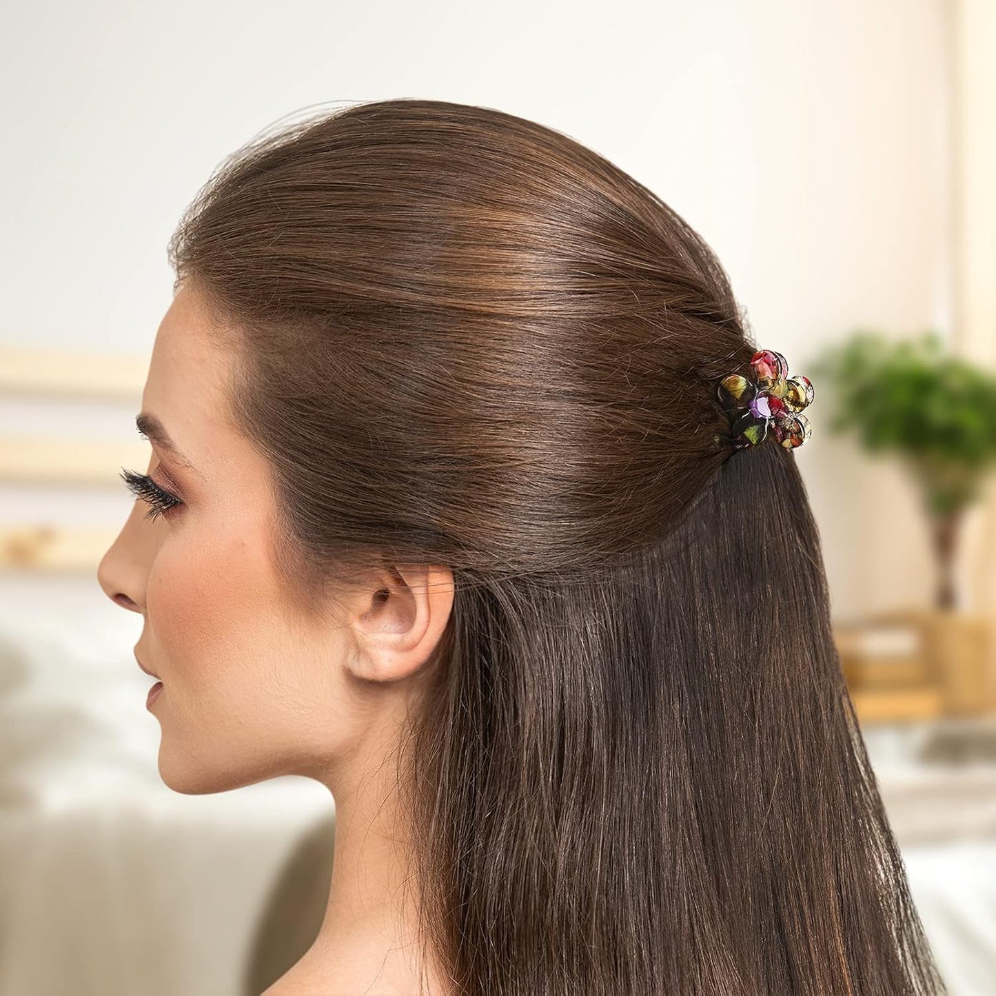 Cobahom 8 Pcs 1.26 Inch Flower Hair Clips Small Claw Clips, Vintage Hair Clips Cellulose Acetate Jaw Clamps for Thin Hair, Styling Accessories for Women, Multicolor