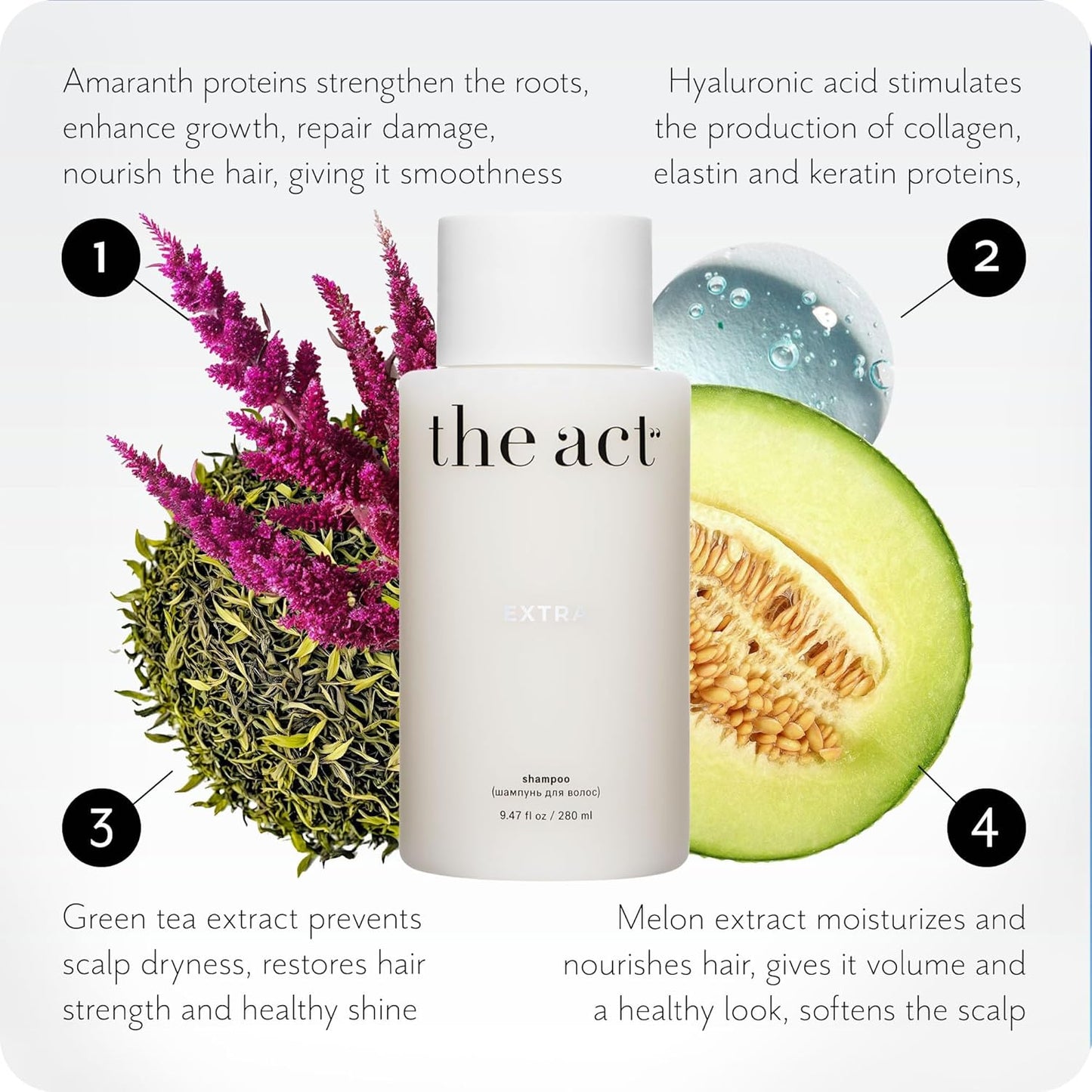 Extra Hydrating Shampoo - Daily Cleansing and Moisturizing, Care for All Hair Types - Coarse Curly Dry Hairs, for Women Men, Vegan, 9.47 fl oz